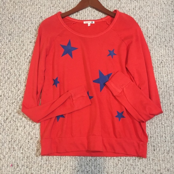 Sundry red orange with blue stars sweatshirt size1 - Picture 6 of 10